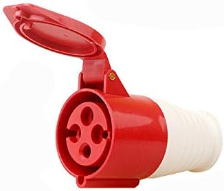 Red and white electrical plug on a white background