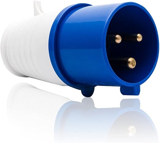 Blue electrical plug on a white background