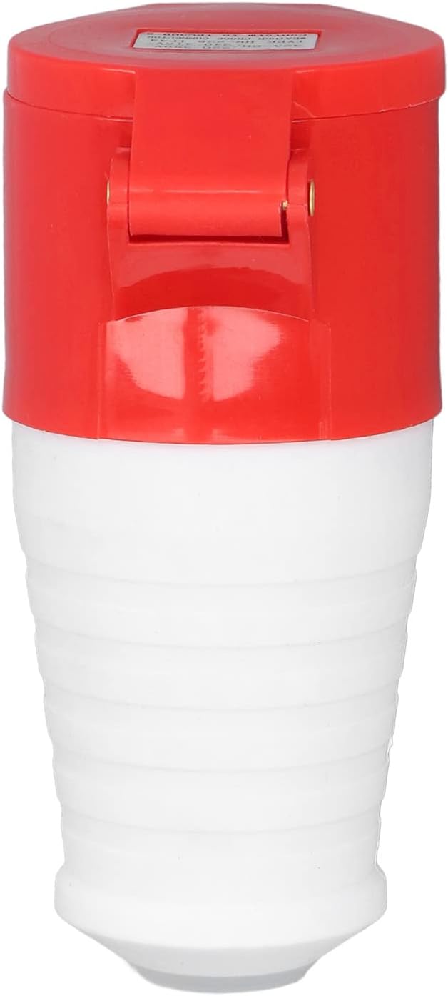 Red and white container with a flip lid on a white background