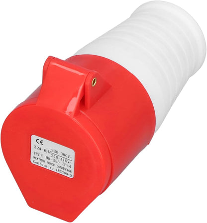 Red and white cylindrical electrical component with CE label on a white background
