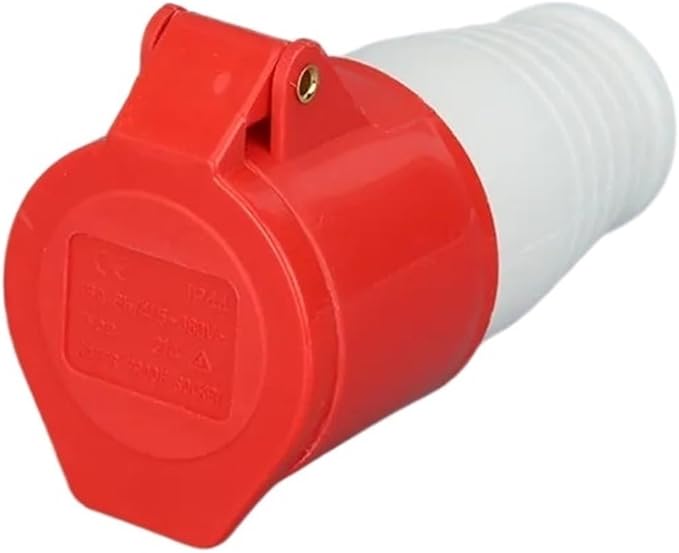 Red and white plastic fitting on a white background
