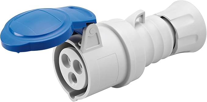 Plumbing fitting with blue cap on a white background