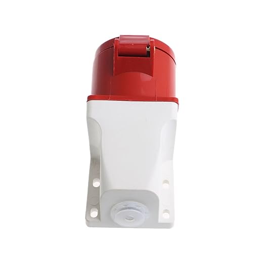 Red and white cylindrical container on a white background