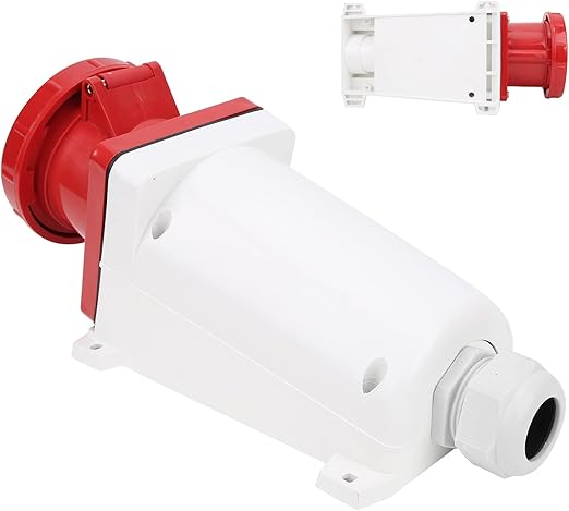 White and red mechanical component on a white background