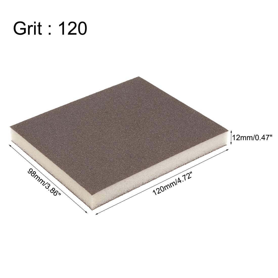 Sandpaper sheet with dimensions and grit information on a white background