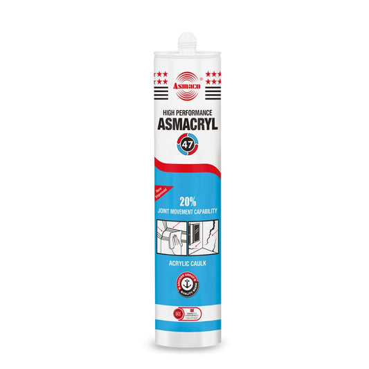 Asmacryl acrylic caulk tube on a white background