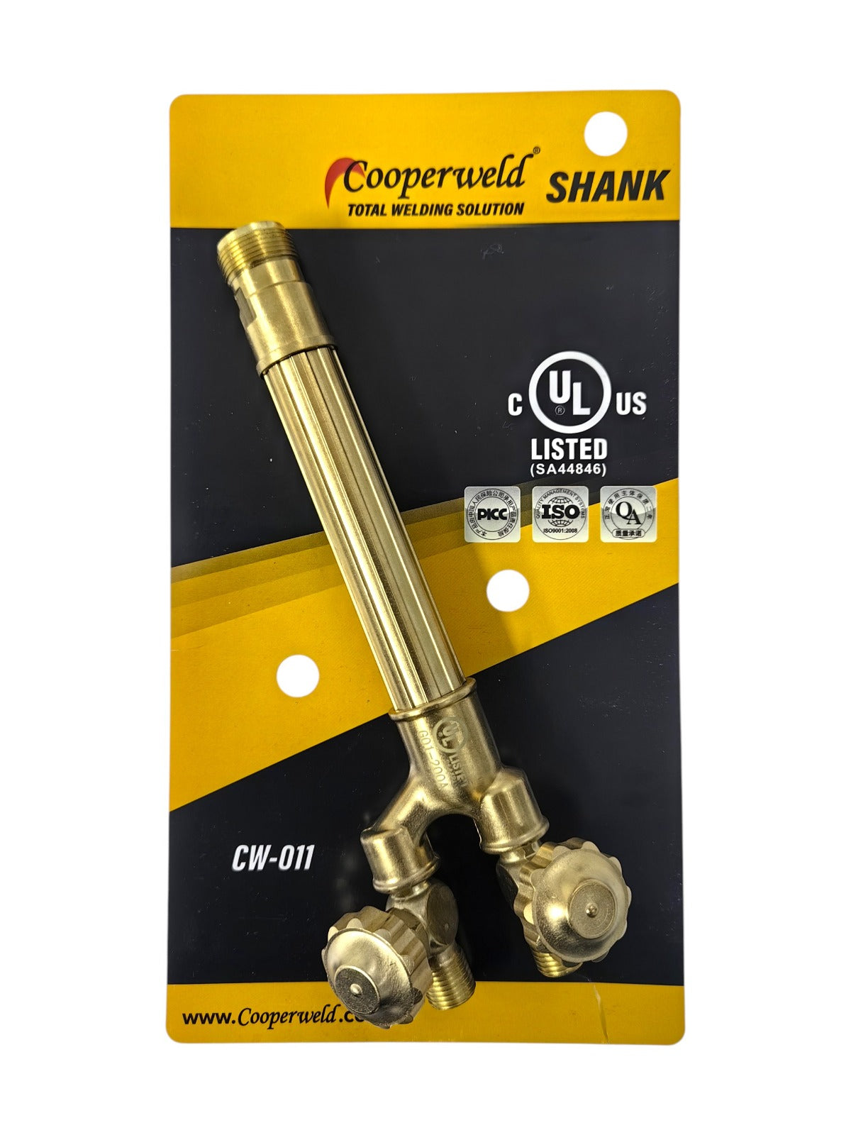 Cooperweld SHANK welding tool on a yellow and black packaging with UL listing.