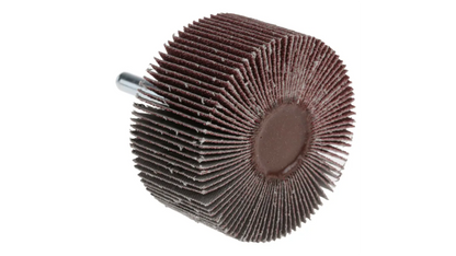 Flap disc with metal Shank on a white background