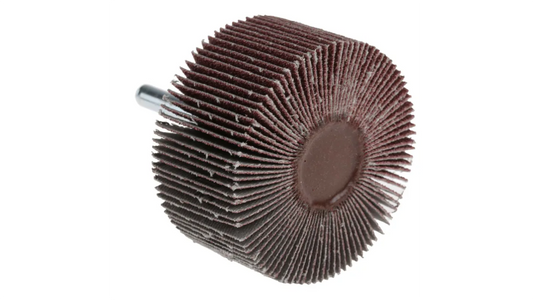 Flap disc with metal Shank on a white background