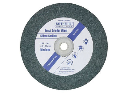 Faithfull bench grinder wheel with specifications on a white background
