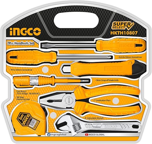 INGCO 7-piece hand tool set in packaging