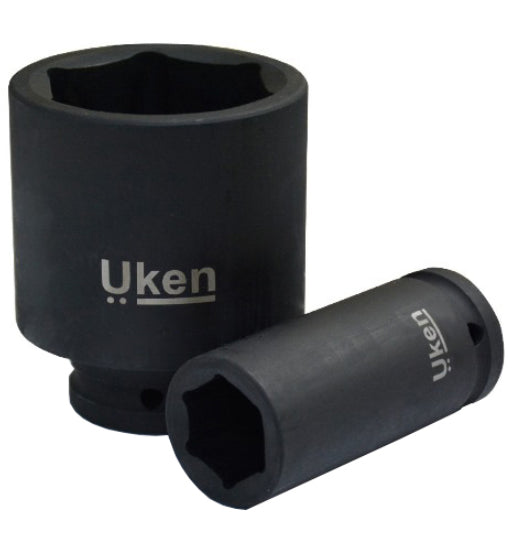 Two black Uken sockets on a white background
