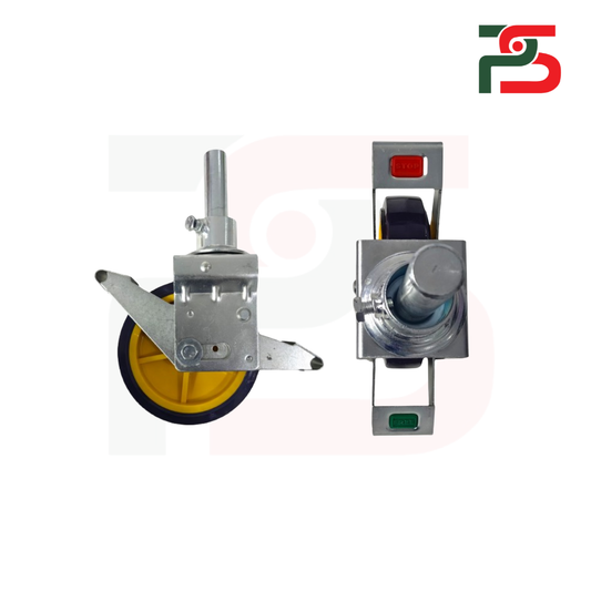 Caster Wheel : 8", 200x50mm, Euro Type, Yellow PP Core, Blue PU, Scaffolding Caster With Cup, Capacity: 800Kg