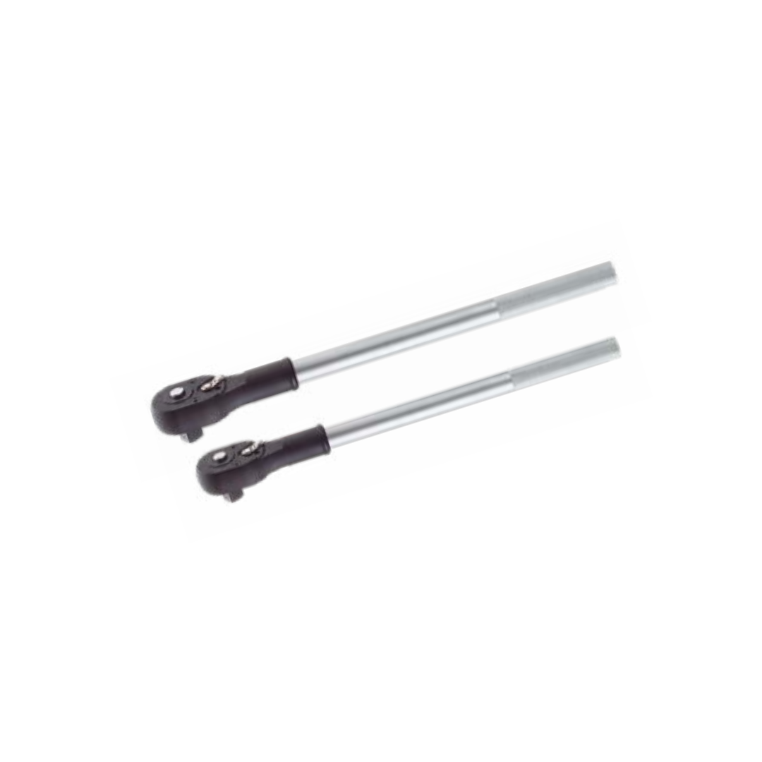 Two silver-colored ratchet handles with black accents.