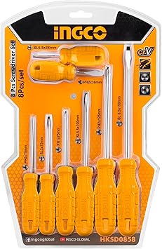 Ingco screwdriver set packaging with tools inside