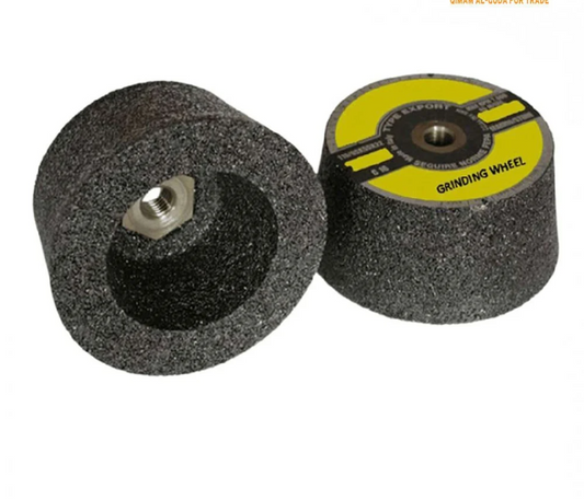 Two grinding wheels on a white background