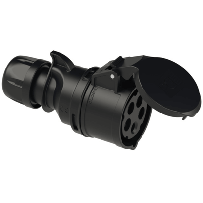Black mechanical component on a white background