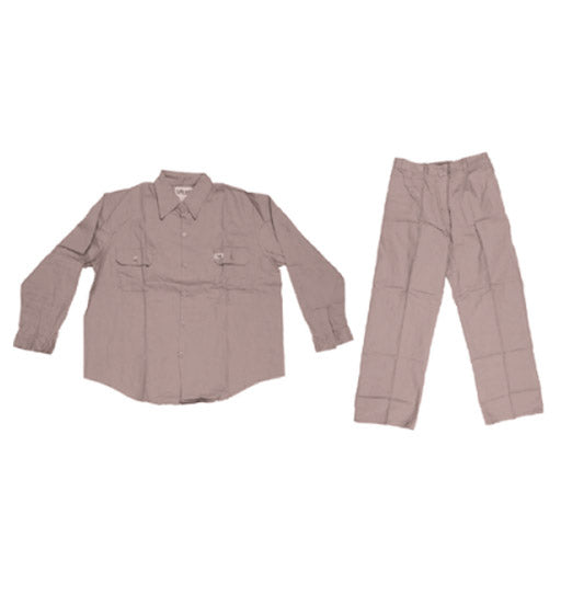 Brown shirt and pants set on a white background
