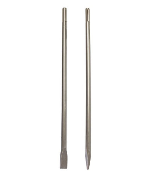 Two metal drill bits on a white background