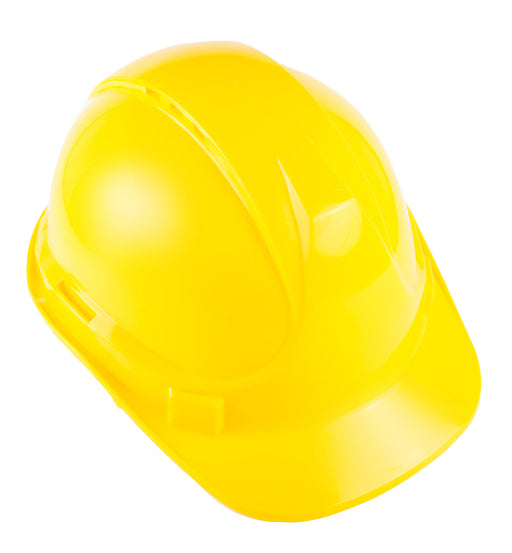 Yellow hard hat on a white background