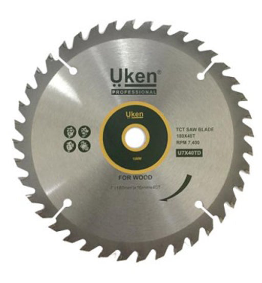 Uken circular saw blade for wood on a white background