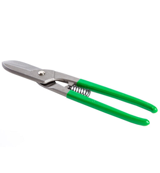 Garden shears with green handles on a white background