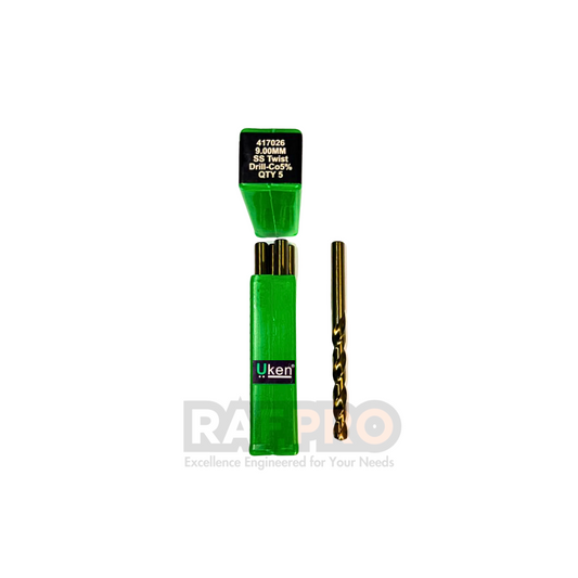 Drill Bit-SS Fully Ground Drill Co5% Material Amber Color 9.00MM