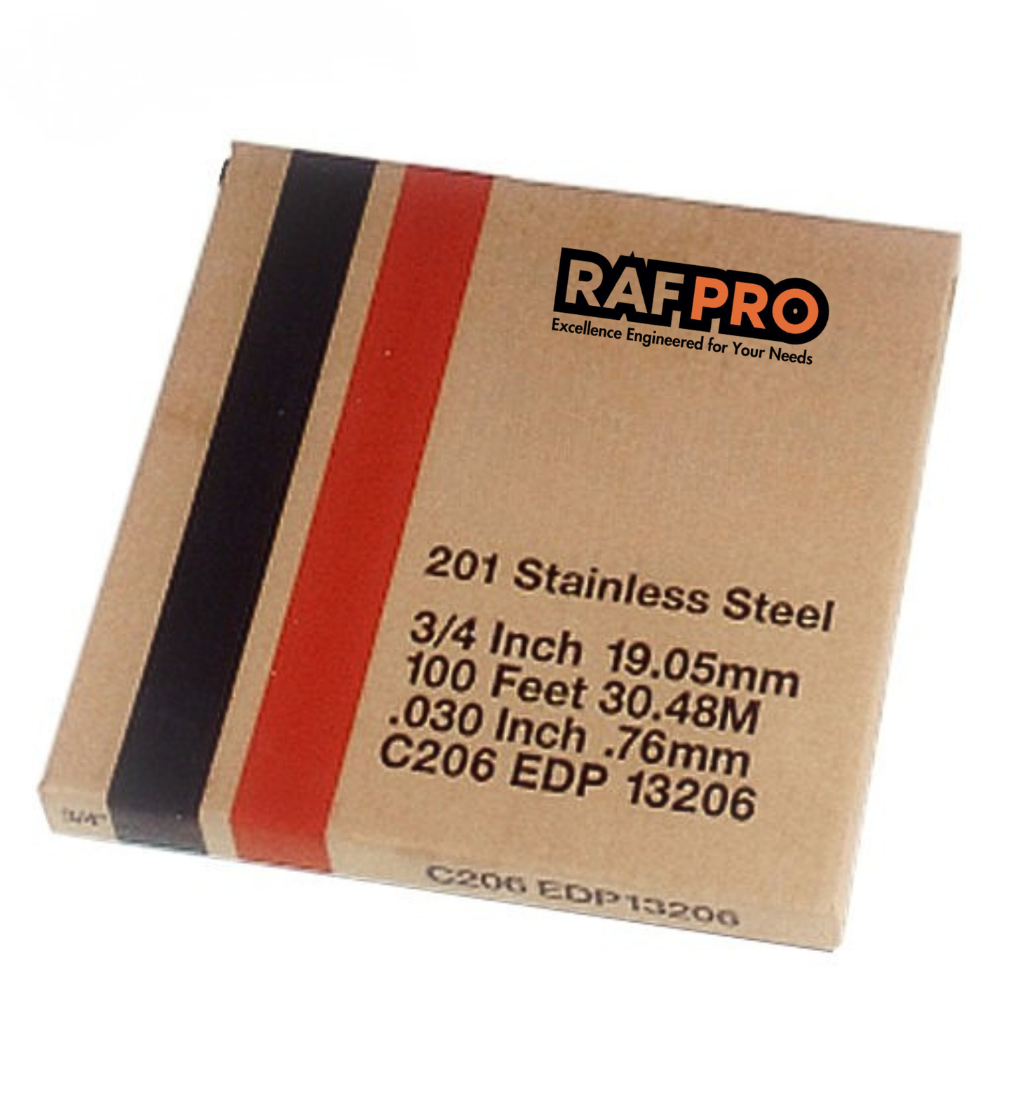 RAFPRO packaging for 201 Stainless Steel with specifications on a white background