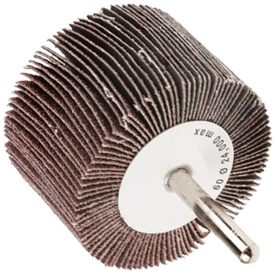 Round abrasive wheel with metal backing on a white background