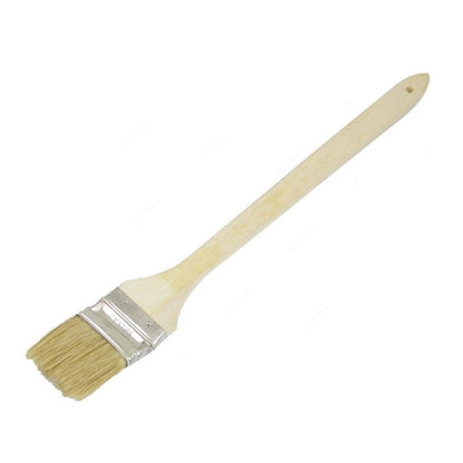 Paint brush with wooden handle on a white background